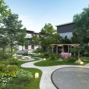 新中式住宅景观3D模型下载